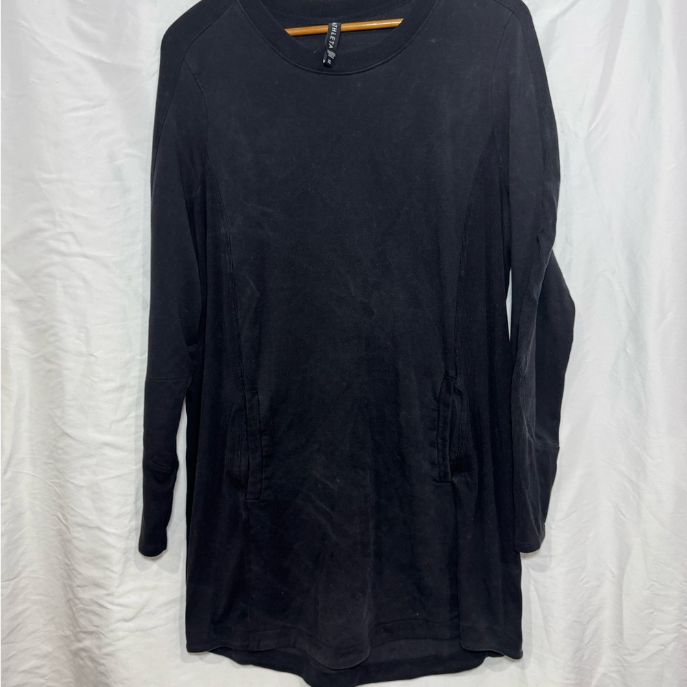 Athleta Balance Sweatshirt Dress | Black Crew Neck | Long Sleeve | Women’s XL